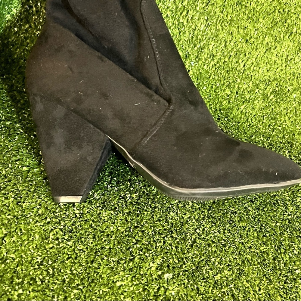 Black Suede Thigh High Wedged boots. Size 8 wide - Picture 6 of 7